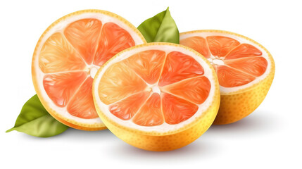 Orange grapefruit on white. Generative Ai