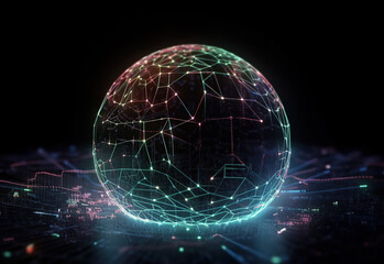 Obraz premium ai generated illustration Holographic IT abstract Server data connected