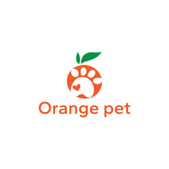 Conceptual logo in the form of a paw print and an orange.Vector illustration.
