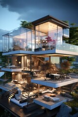 Fototapeta premium Modern house with a twist. Generative AI