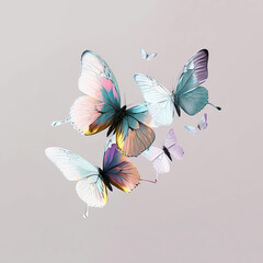 ai generated illustration pastel color butterflies