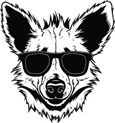 Hyena In Sunglasses Logo Monochrome Design Style - obrazy, fototapety, plakaty
