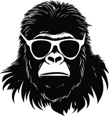 Gorilla In Sunglasses Logo Monochrome Design Style