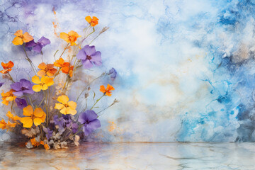 Obraz na płótnie Canvas Spring flowers bouquet on the watercolor background