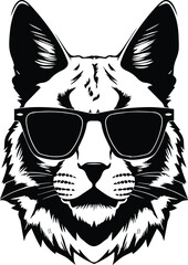 Lynx In Sunglasses Logo Monochrome Design Style