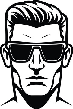 Man In Sunglasses Logo Monochrome Design Style