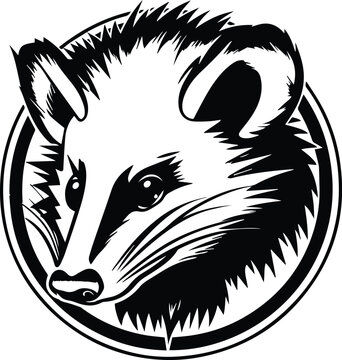 Opossum Logo Monochrome Design Style