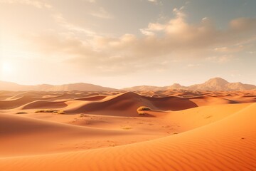 Fototapeta na wymiar Photography of desert landscapes with golden dunes, Generative AI