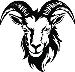 Mountain Goat Logo Monochrome Design Style
