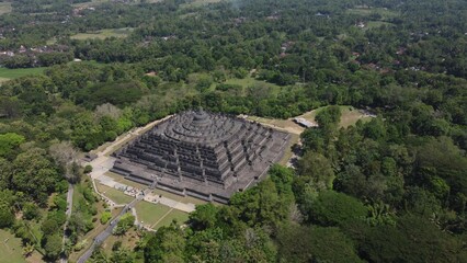 Borobudur Pyramid droneview