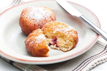 homemade donut filled with marmalade