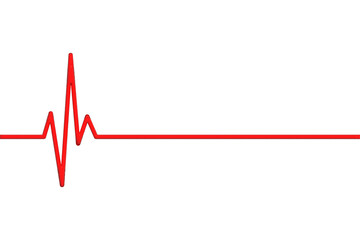 Red heartbeat line icon on white background