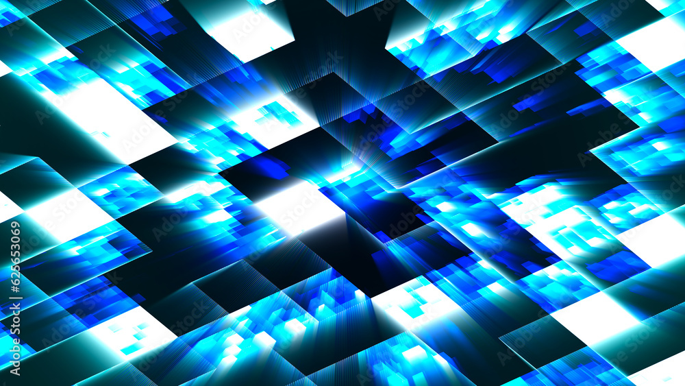 Poster abstract pattern blue and white seamless mosaic background. computer image. fractal geometry: a port
