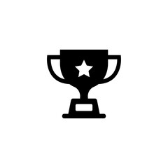 cup icon in black color on a white background, competition win or winner award