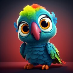 Colorful Companion - Adorable Parrot Character Illustration AI Generated