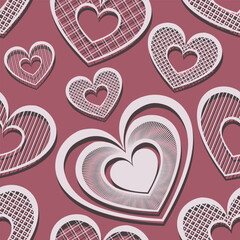 Obraz na płótnie Canvas Seamless pattern with hearts. Valentine's Day background. Hearts shape love symbol vector illustration.. 