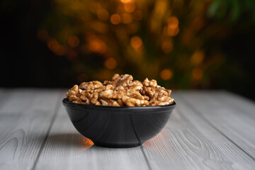 Walnuts photography, Healthy walnut kernels in a bowl