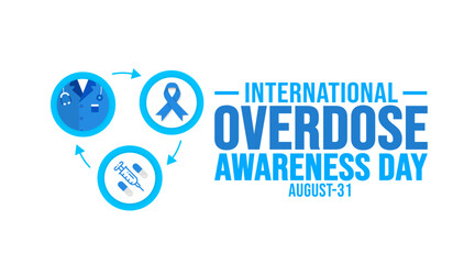 31 august is International Overdose Awareness Day background template. Holiday concept. background, banner, placard, card, and poster design template with text inscription and standard color. vector - obrazy, fototapety, plakaty