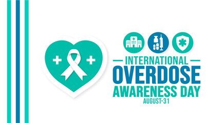 31 august is International Overdose Awareness Day background template. Holiday concept. background, banner, placard, card, and poster design template with text inscription and standard color. vector