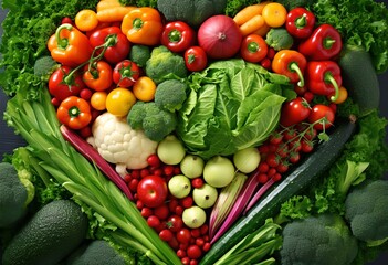 Vegetables in healthy balanced diet, generative ai