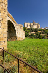 Fototapeta na wymiar Roman Bridge and Cathedral, Coria, Caceres province, Extremadura, Spain