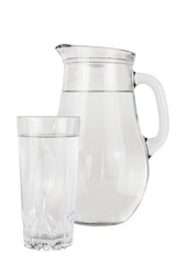 glass cup and jug filled with water