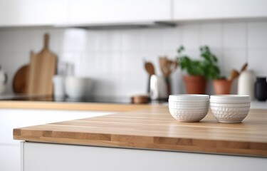 Fototapeta na wymiar Breakfast bowls on kitchen table, generative ai