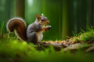Schilderijen op glas squirrel eating nut © Creative