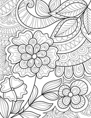Decorative mandala mehndi design style traditional coloring page illustration for adults & children	