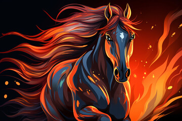 Illustration of a Horse Light Painting cartoon