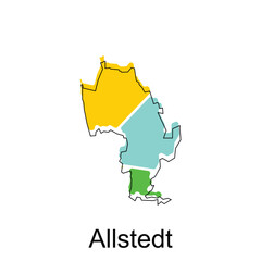 map of Allstedt vector design template, national borders and important cities illustration