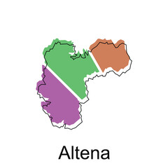 Map of Altena design illustration, vector symbol, sign, outline, World Map International vector template on white background