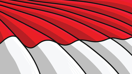 Illustration vector graphic of the Indonesian flag in red and white colors that looks folded and fluttering. Perfect for design backgrounds
