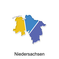 Map of Niedersachsen design illustration, vector symbol, sign, outline, World Map International vector template on white background