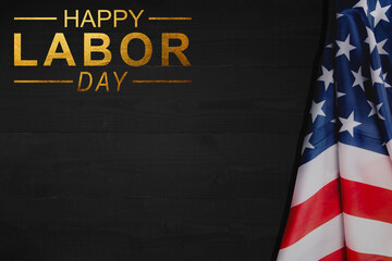 Labor day card design, vector illustration. Golden Text Happy Labor Day.