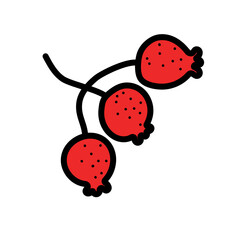 autumn berries icon. Doodle illustration of a berry on a branch