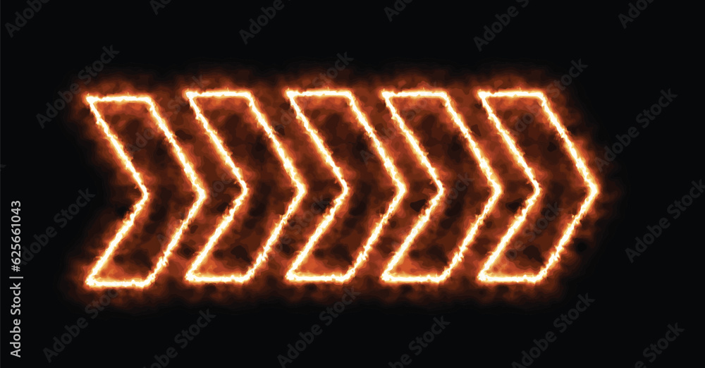 Aufkleber realistic shining signboard. glowing arrow pointers icon. colorful and shining neon arrows and light