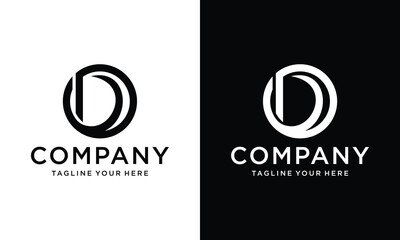 Minimalist Letter CD OD Logo Design, Editable in Vector Format in Black and White Color