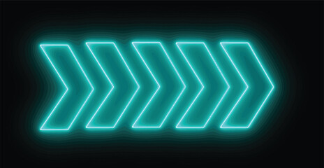 Flashing direction indicators.. Glowing arrow pointers icon. Colorful and shining neon arrows and light sign. Set of bright neon vector arrows.  Arrow vector icon.