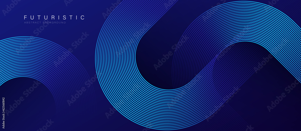 Canvas Prints blue abstract background with blue glowing geometric lines. modern shiny blue diagonal rounded lines