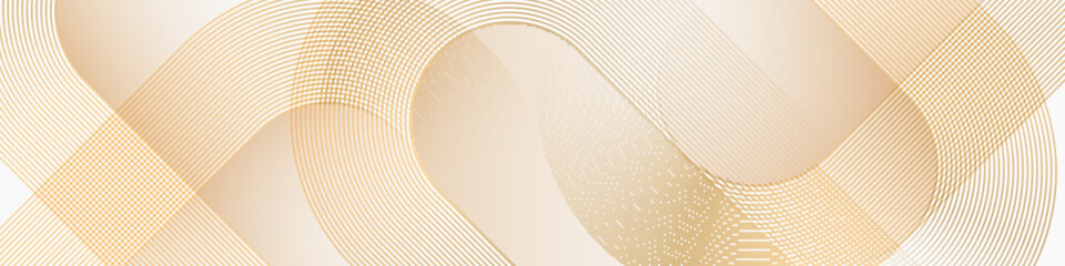 Abstract gold geometric lines on white background. Modern golden diagonal rounded lines pattern. Luxury and elegant style. Suit for cover, poster, presentation, banner, header, wallpaper, website