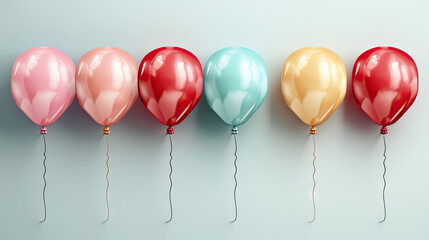 Colorful balloons on a white background. 3d render illustration. Generative AI.