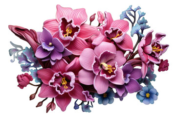 3D illustration of a lush orchid, displayed in vibrant colors, suitable for machine embroidery ai generate
