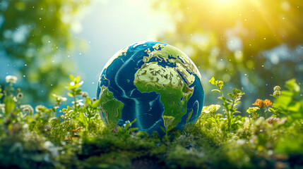 Obraz na płótnie Canvas beautiful earth globe with atmosphere space symbolic for healthy growing and environmental friendliness