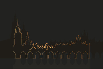 Cracow Skyline Dark Illustration