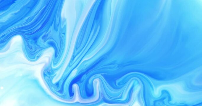 Blue background with unique moving streaks of blue, white, lilac tones. Abstract art. Marble texture.