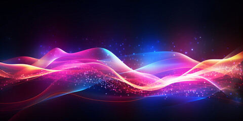 Fototapeta na wymiar Smooth elegant neon wave with glowing effects on dark background created with AI 