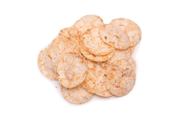 Rice chips isolated on white background.