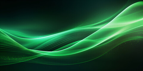 Smooth elegant green neon wave with dark background created with AI