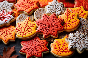 Leaves shaped autumn cookies 